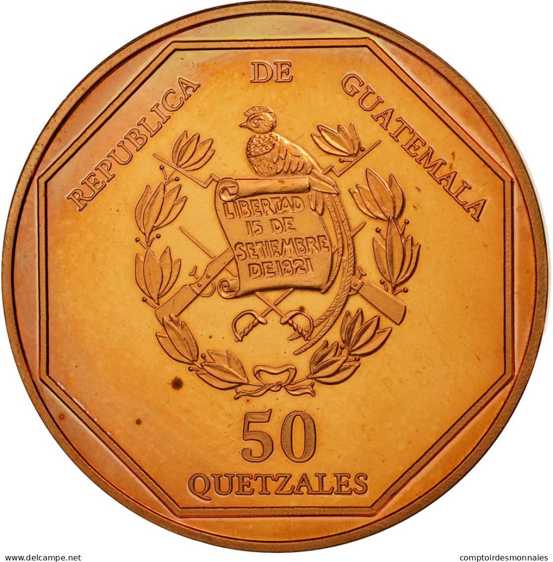 Monnaie, Guatemala, 50 Quetzales, 1995, Tower, SPL, Cuivre, KM:3e.2 - Guatemala