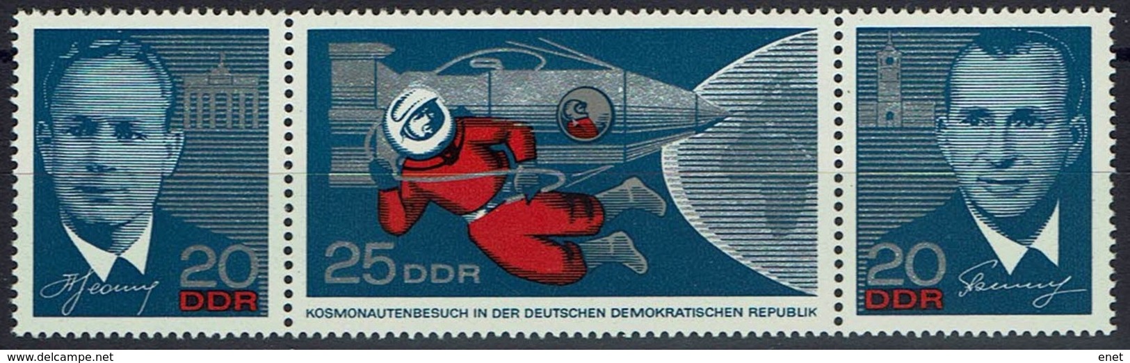 DDR 1965 - MiNr 1138-1140 - Leonow,  Raumschiff, Kosmonauten, Beljajew - Dreierstreifen - Europa