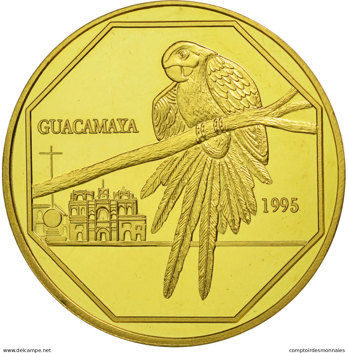 Monnaie, Guatemala, 50 Quetzales, 1995, Tower, SPL, Gilt Alloy, KM:3b.2 - Guatemala