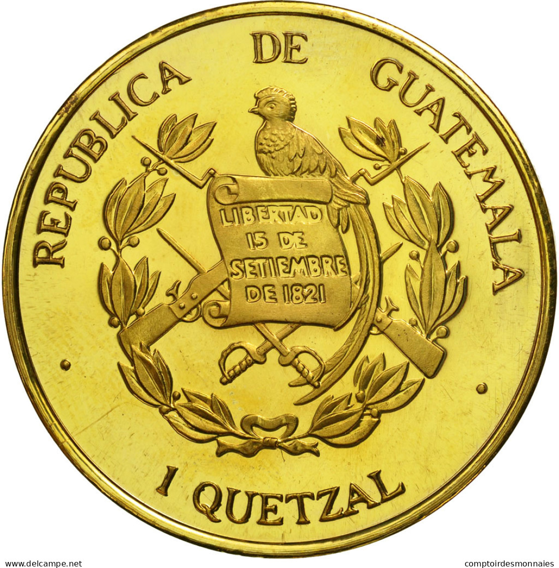 Monnaie, Guatemala, Quetzal, 1995, Tower, SPL, Gilt Alloy, KM:1b.2 - Guatemala