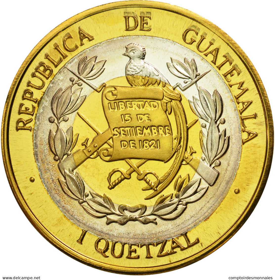 Monnaie, Guatemala, Quetzal, 1995, Tower, SPL, Tri-Metallic, KM:1c.2 - Guatemala