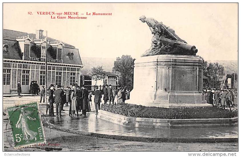 Verdun     55      Le Monument Et La Gare - Verdun