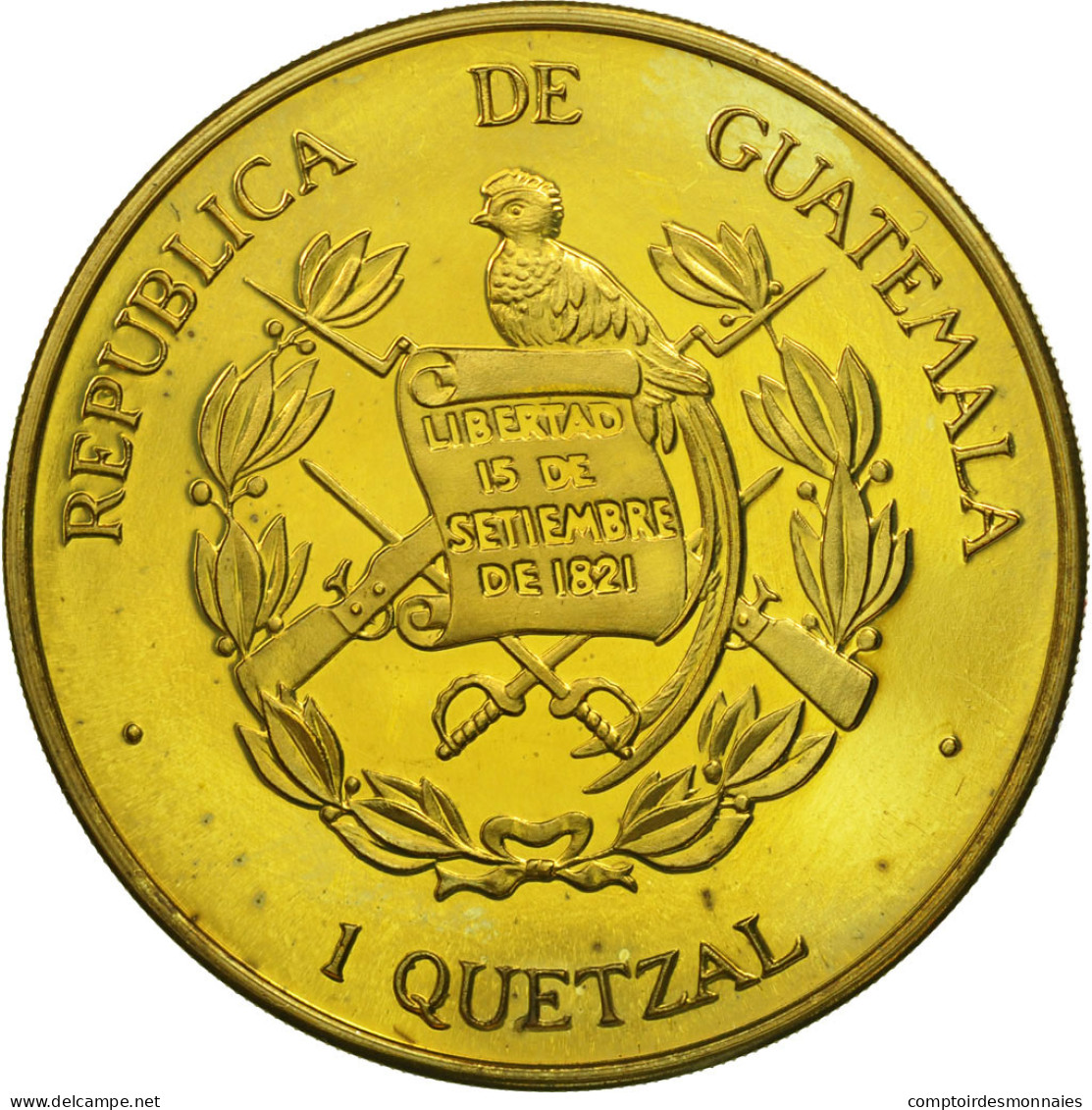 Monnaie, Guatemala, Quetzal, 1995, Tower, SPL, Laiton, KM:1a.1 - Guatemala