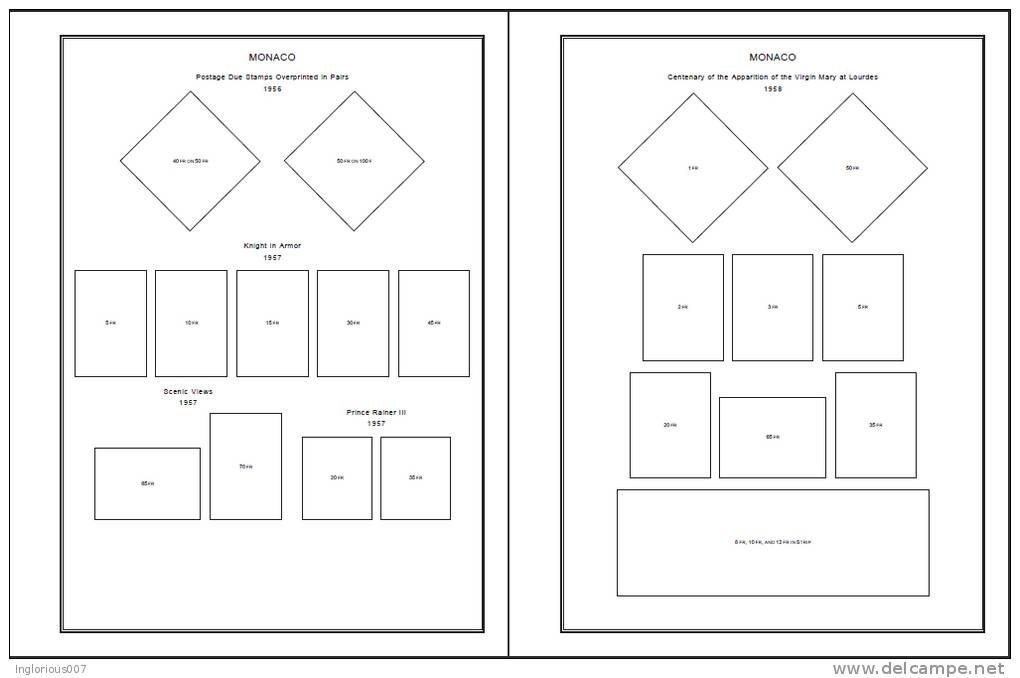 MONACO STAMP ALBUM PAGES 1885-2011 (352 Pages) - Engels