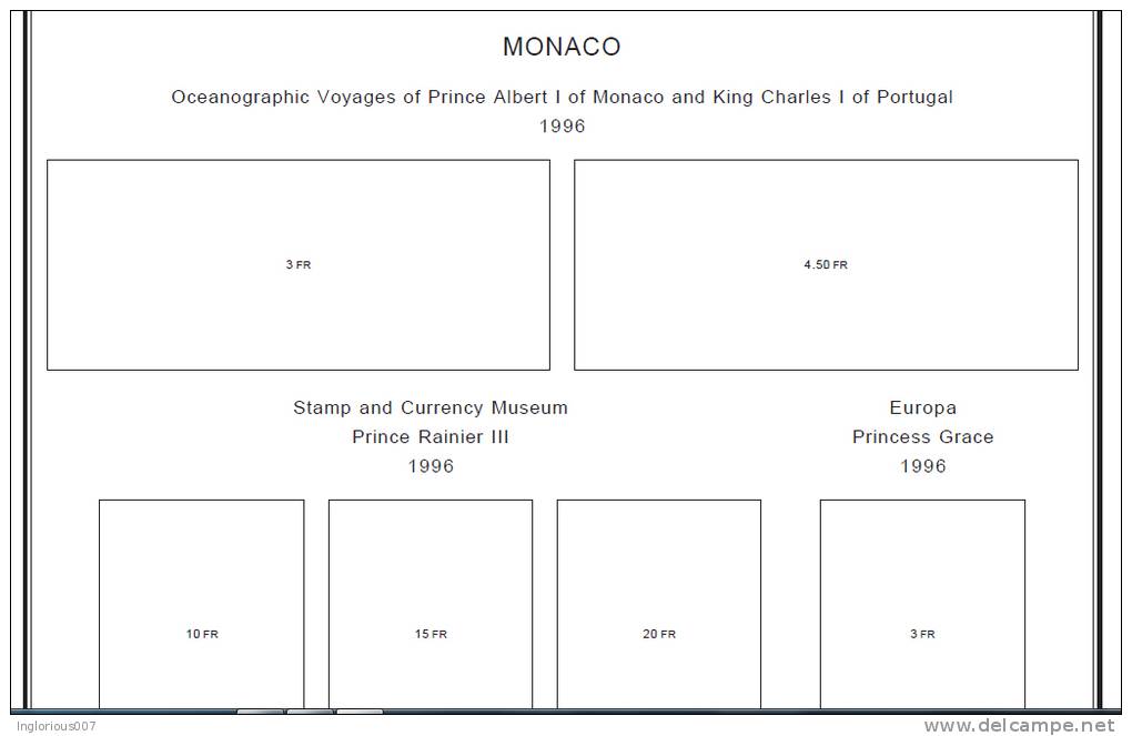 MONACO STAMP ALBUM PAGES 1885-2011 (352 pages)