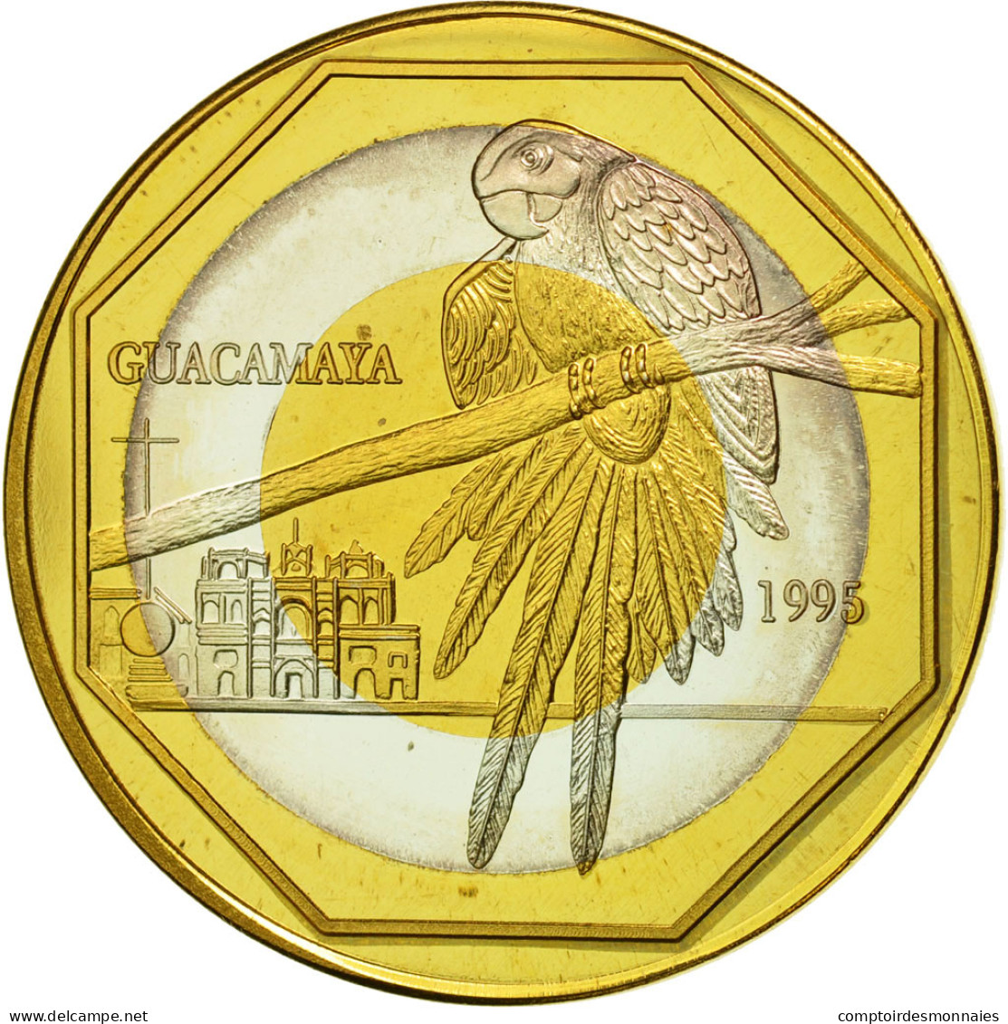 Monnaie, Guatemala, 50 Quetzales, 1995, Tower, SPL, Tri-Metallic, KM:3c.2 - Guatemala