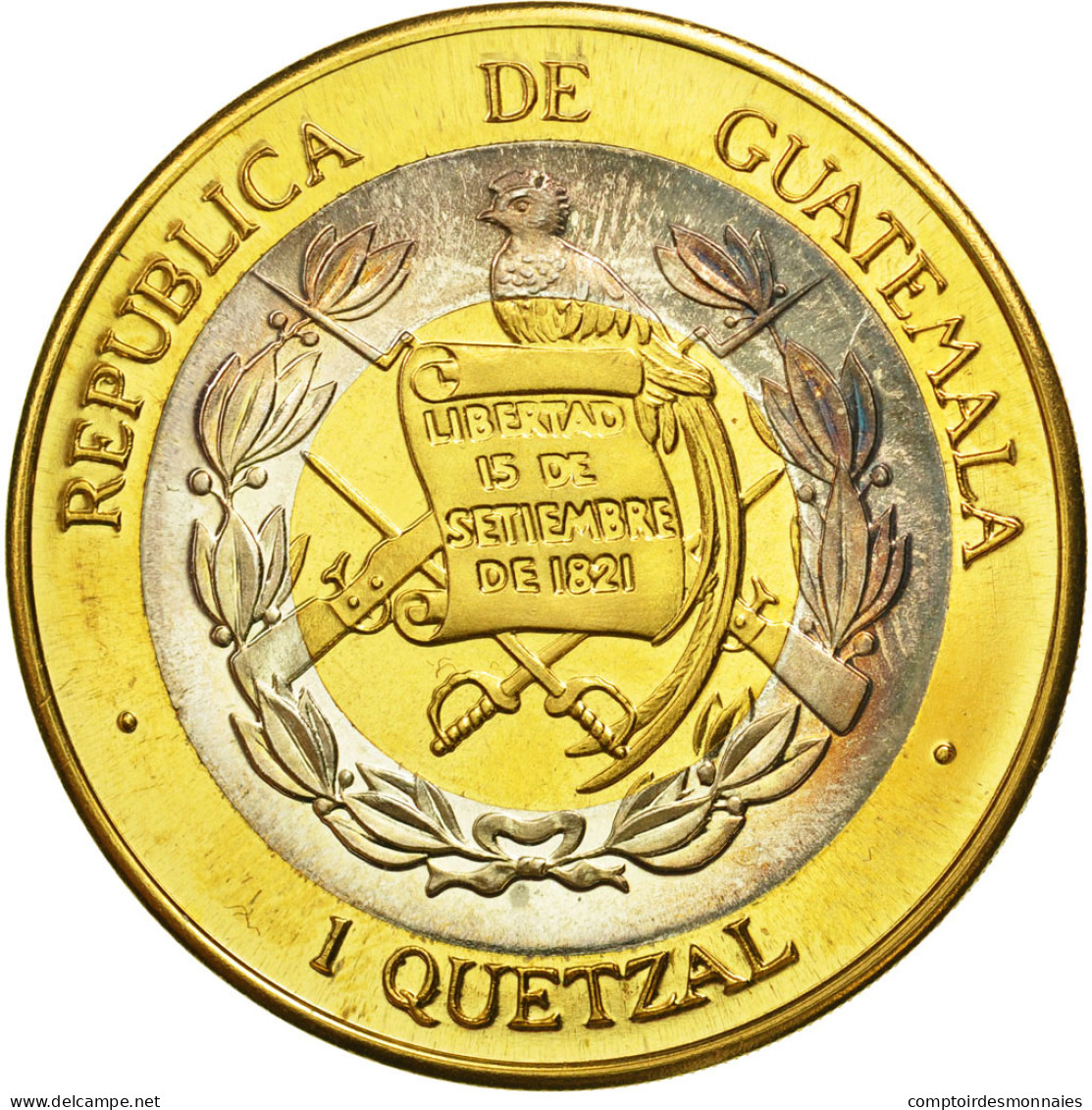 Monnaie, Guatemala, Quetzal, 1995, Tower, SPL, Tri-Metallic, KM:1c.1 - Guatemala