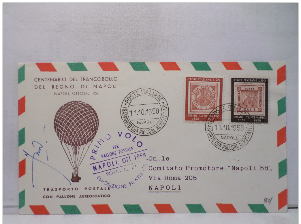 FBN,STORIA POSTALE,CARTOLINA,MANIFESTAZIONI,ANNULLI,F.D.C.PRIMO GIORNO,ITALIA,NAPOLI,1958,VIAGGIATA,FIRST DAY - Blocks & Sheetlets