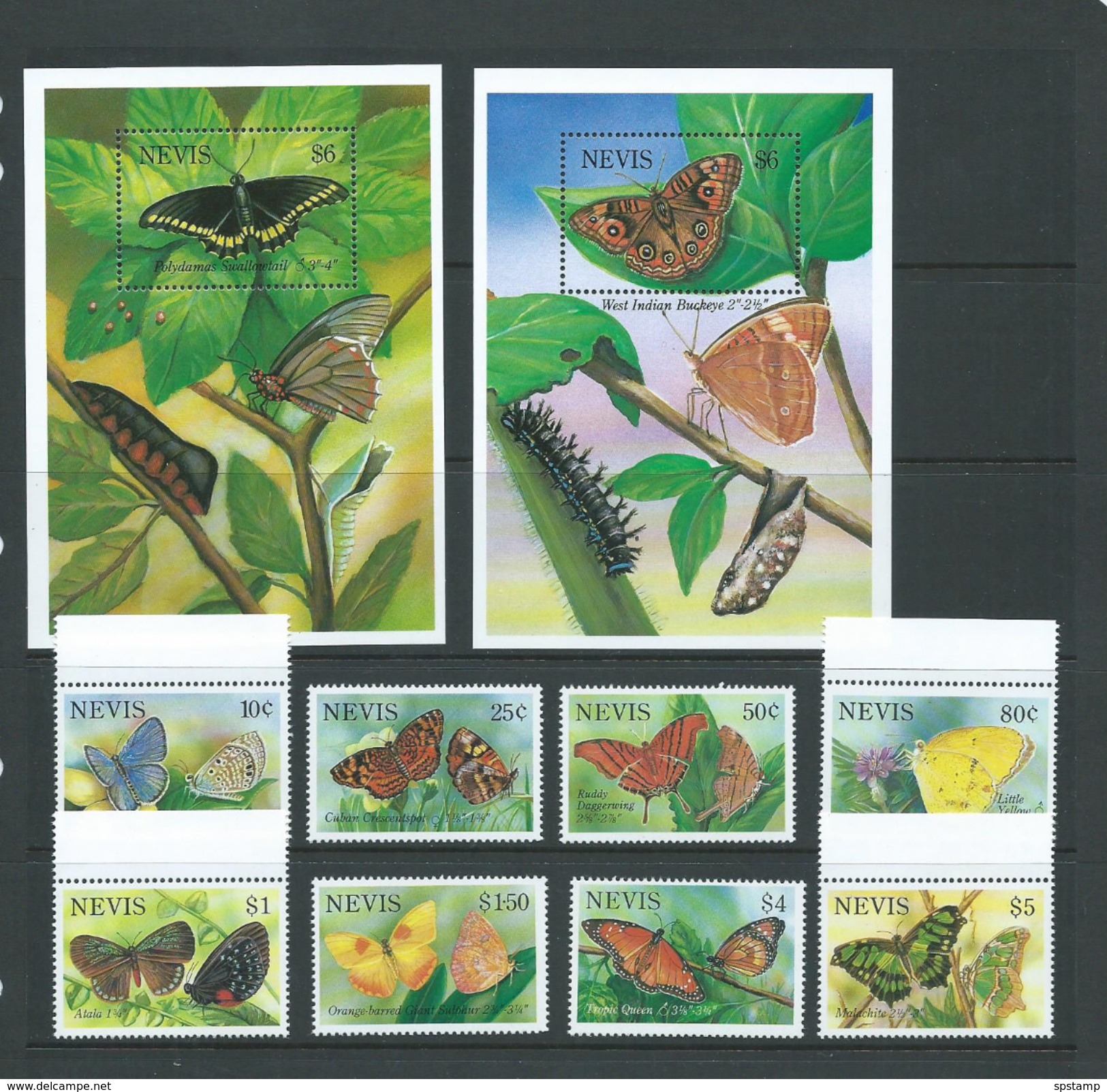 Nevis 1993 Butterfly Set Of 8 & 4 Miniature Sheets (including Hong Kong O/p) MNH - St.Kitts And Nevis ( 1983-...)