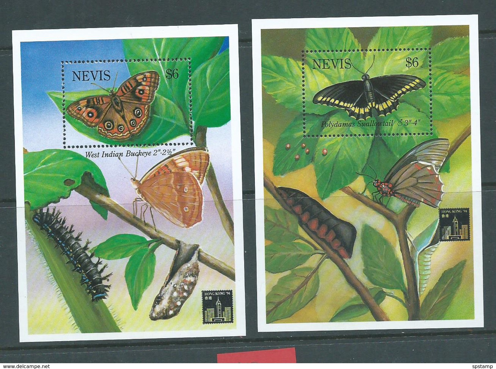 Nevis 1993 Butterfly Set Of 8 & 4 Miniature Sheets (including Hong Kong O/p) MNH - St.Kitts And Nevis ( 1983-...)