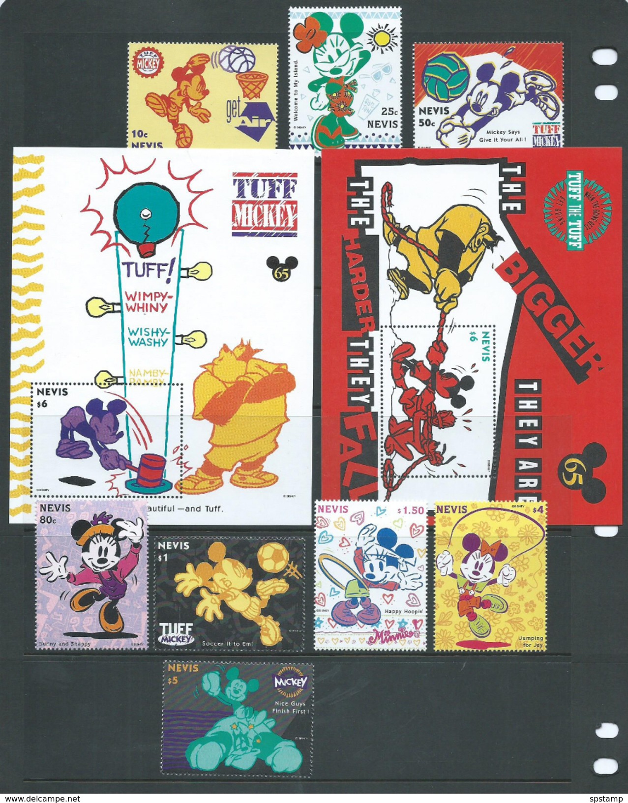 Nevis 1993 Disney Mickey Mouse Set Of 8 & 2 Miniature Sheets MNH - St.Kitts And Nevis ( 1983-...)