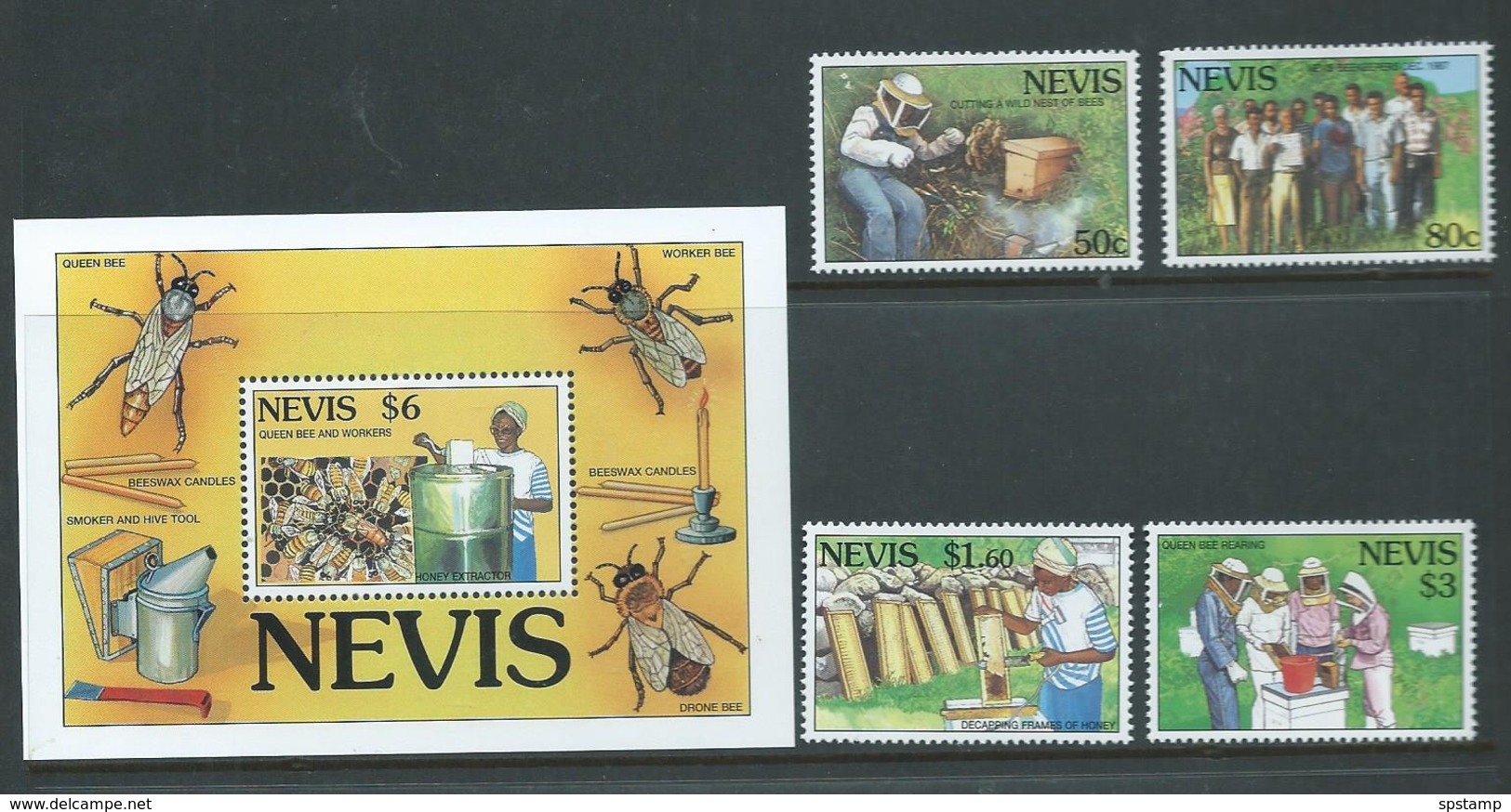 Nevis 1994 Bee Keeping Set Of 4 & Miniature Sheet MNH - St.Kitts And Nevis ( 1983-...)