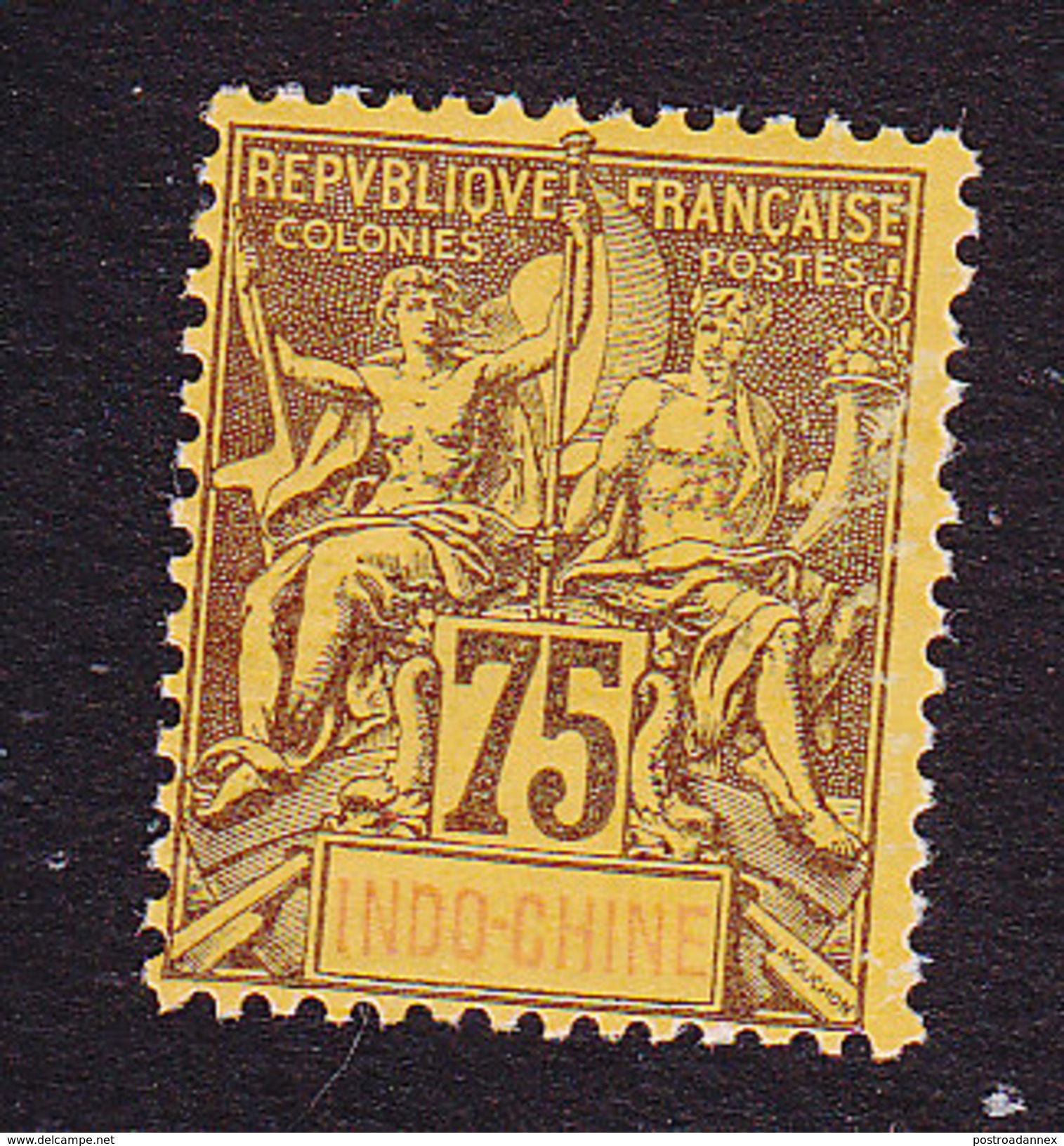 Indo-China, Scott #19, Mint Hinged, Navigation And Commerce, Issued 1892 - Unused Stamps