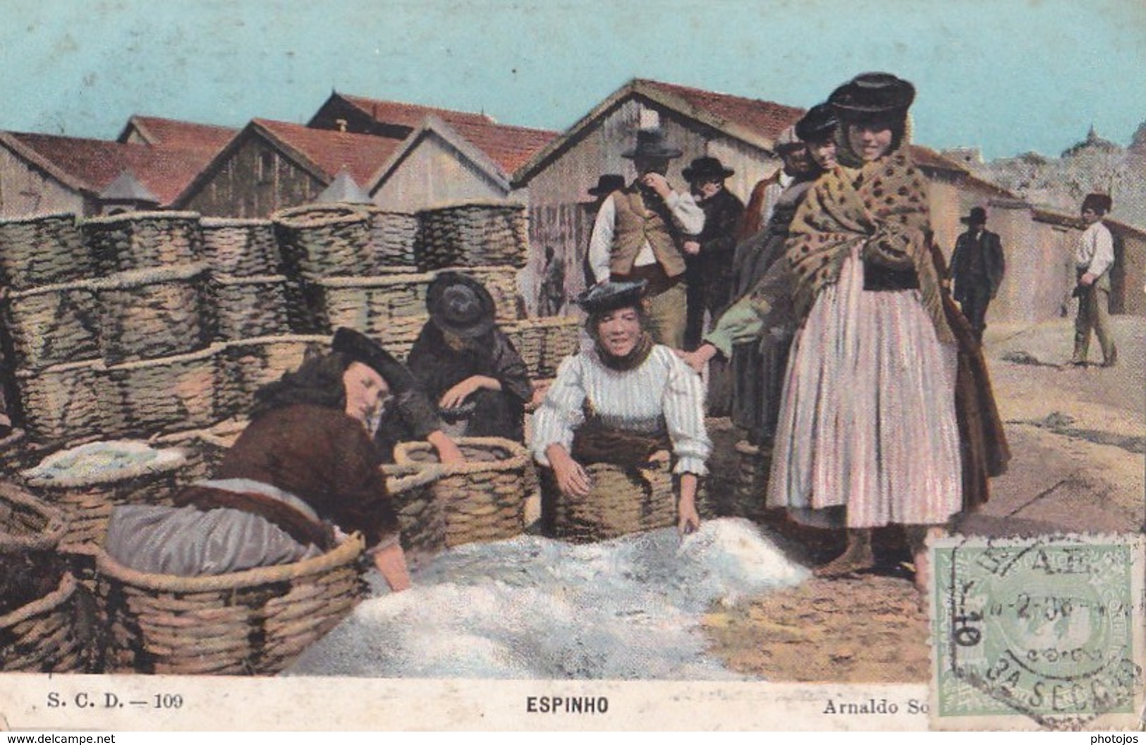 Carte Postale : Espinho  (Portugal) Salage Du Poisson 1 - Belle Scène   SCD N° 109     Arnaldo Soares - Autres & Non Classés