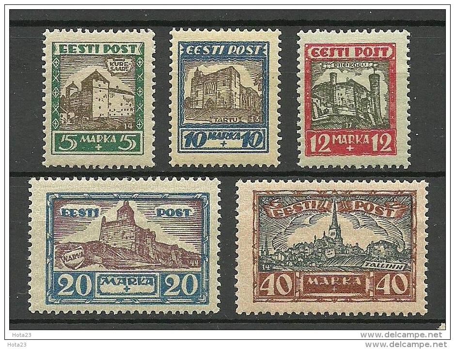 Estonia , Estonie , Estland 1927 Castles Michel 63 - 67  - MNH  Full Set !!!!!!  NO GLUE  !!!!!!  VERY GOOD CONDITION - Estonia