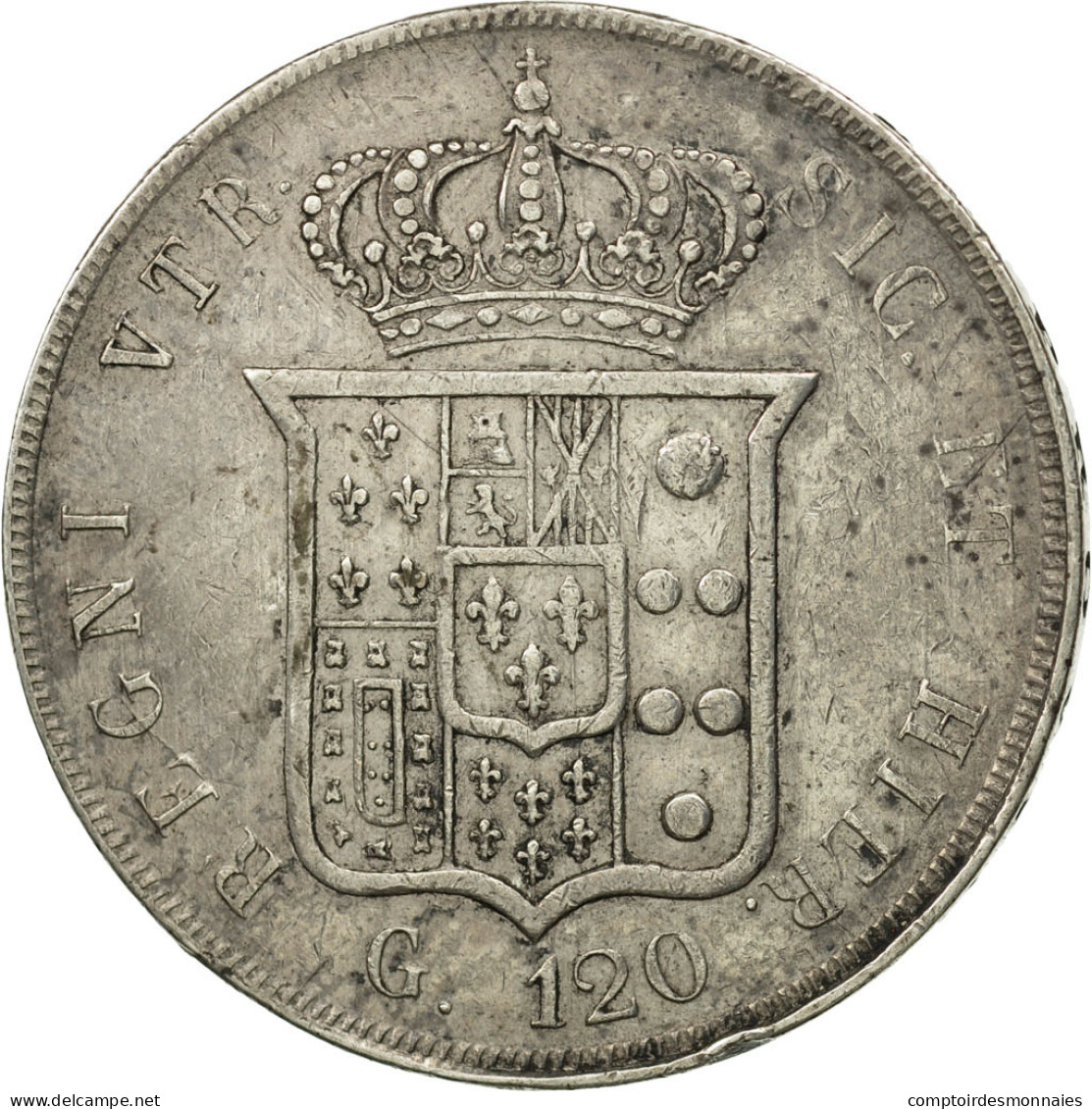 Monnaie, États Italiens, NAPLES, Ferdinando II, 120 Grana, 1855, TTB, Argent - Naples & Sicile