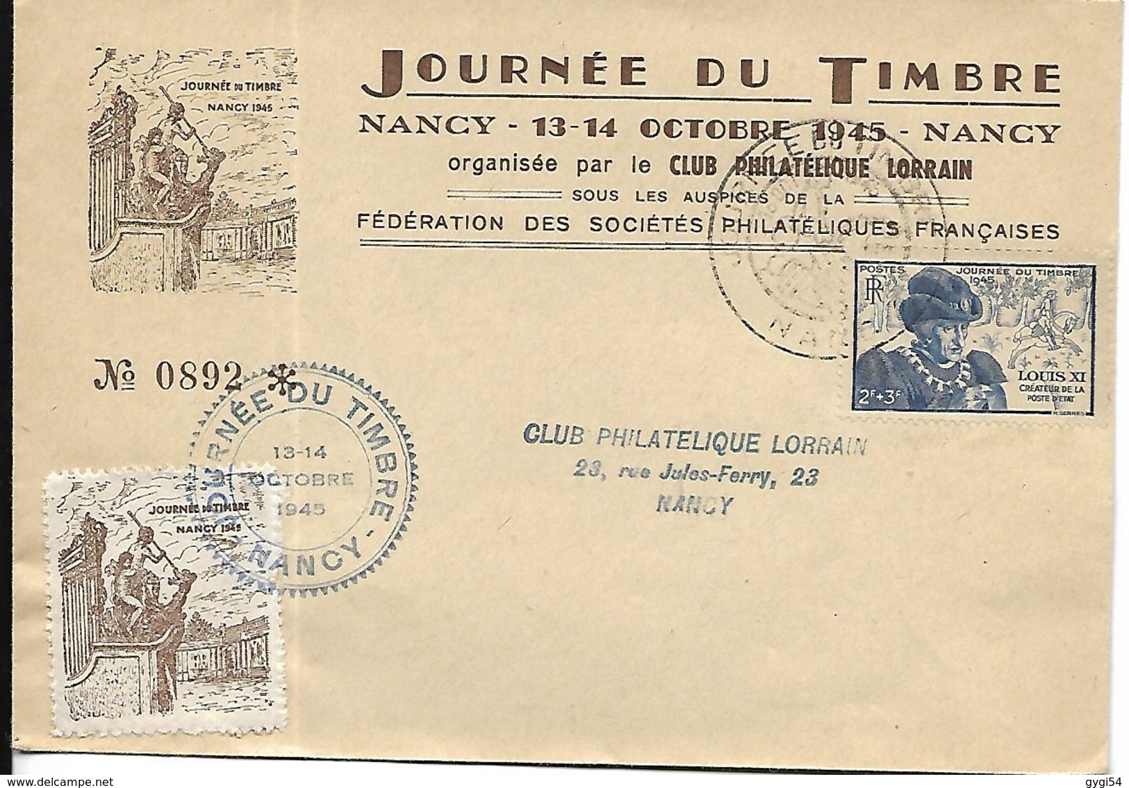 Journée Du Timbre  1945   Nancy - Stamp's Day