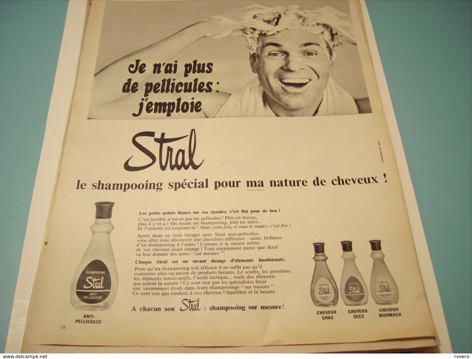 ANCIENNE PUBLICITE SHAMPOOING STRAL 1966 - Other & Unclassified