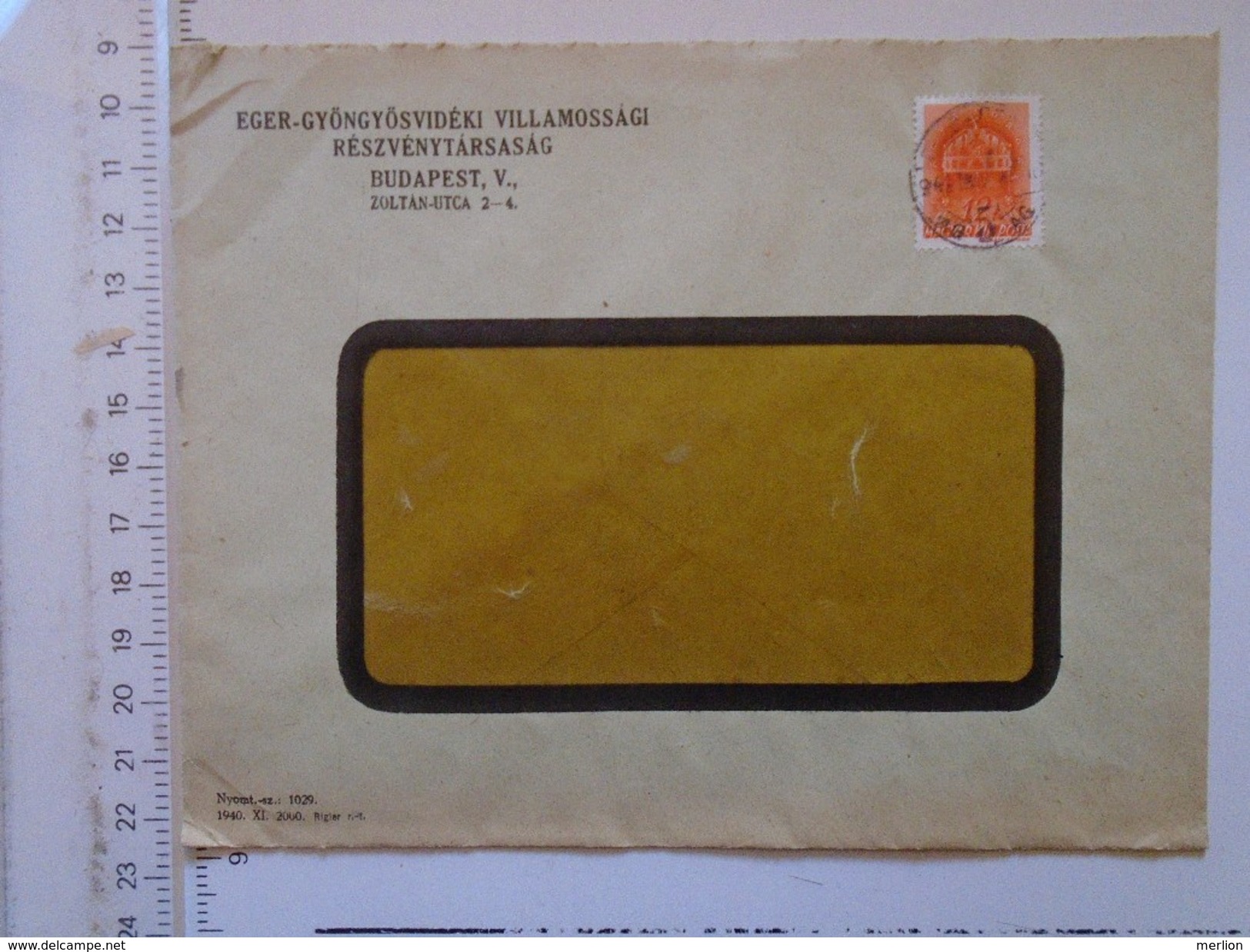 D149864  Hungary    Cover  EGER -GYÖNGYÖS-Gyöngyösvidéki Villamossagi RT    - Budapest    1942 - Covers & Documents