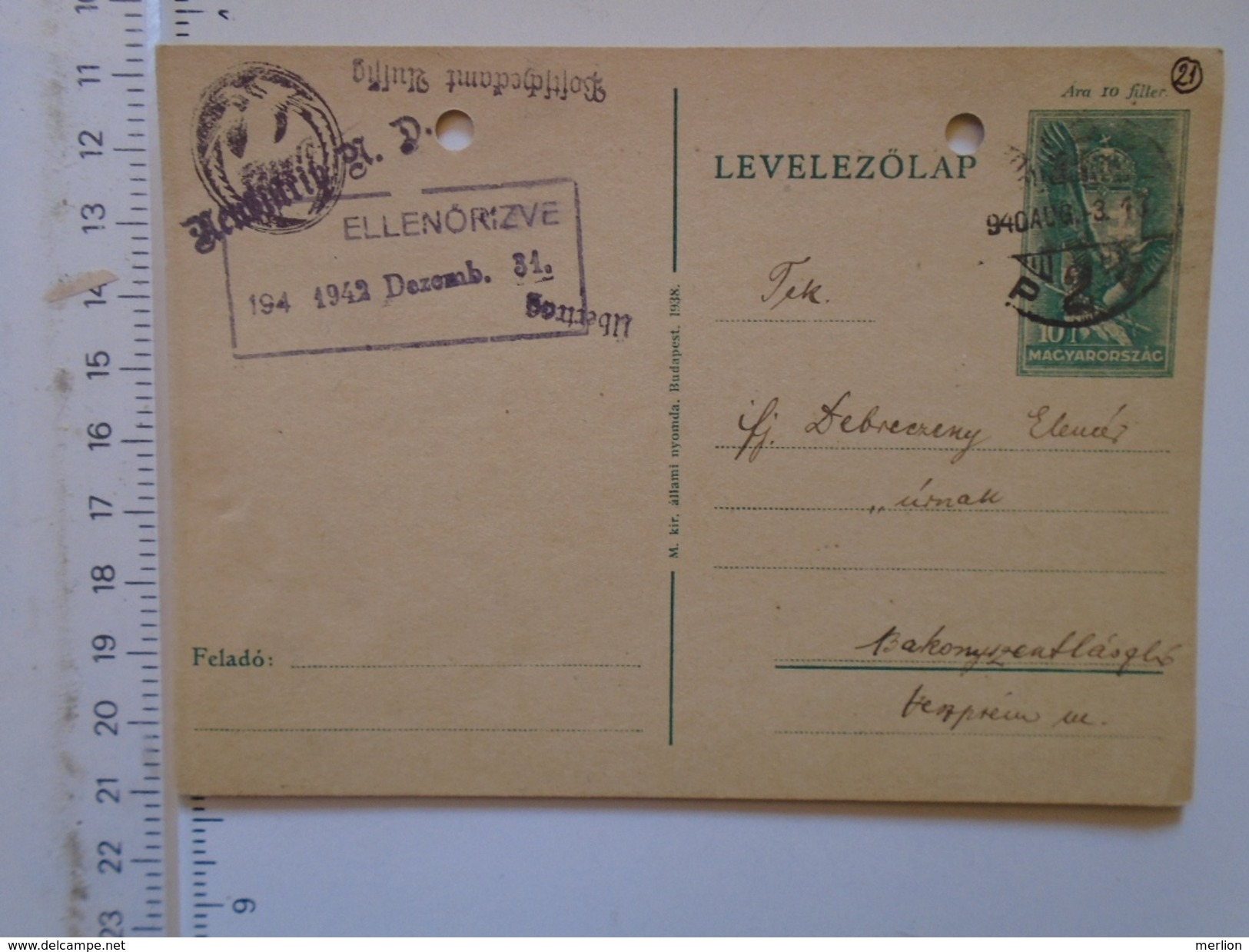 D149872 Hungary    Postcard-Debreczeny    Budapest   1940 - Covers & Documents