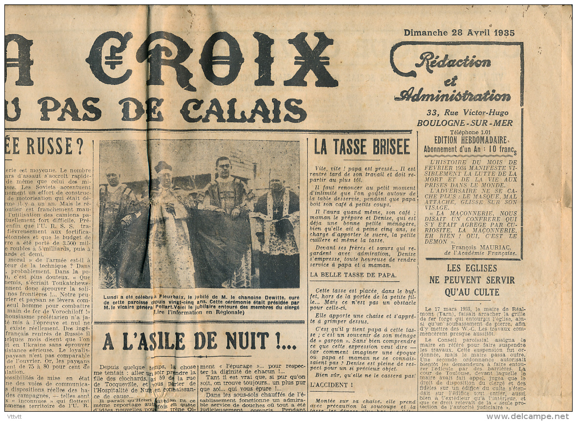 LA CROIX DU PAS-DE-CALAIS (Dimanche 28 Avril 1935), Boulogne-sur-Mer, Fleurbaix... Grand Format - Informations Générales