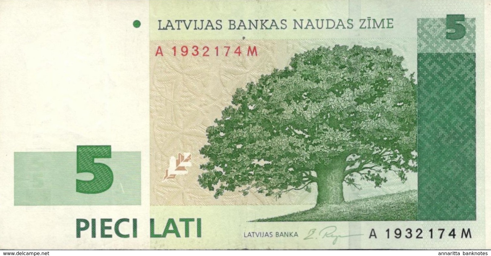 LATVIA 5 LATI 2001 P-49b XF/AU [LV230a] - Latvia