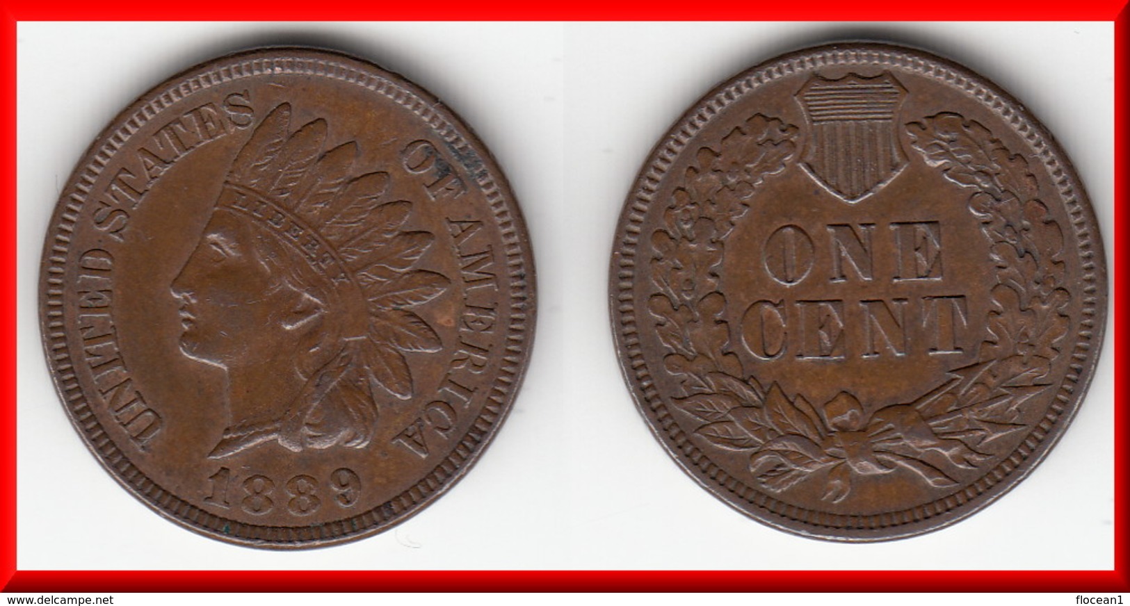 QUALITY **** USA - ETATS-UNIS - UNITED STATES - ONE CENT 1889 - 1 CENT 1889 INDIAN HEAD **** EN ACHAT IMMEDIAT !!! - 1859-1909: Indian Head