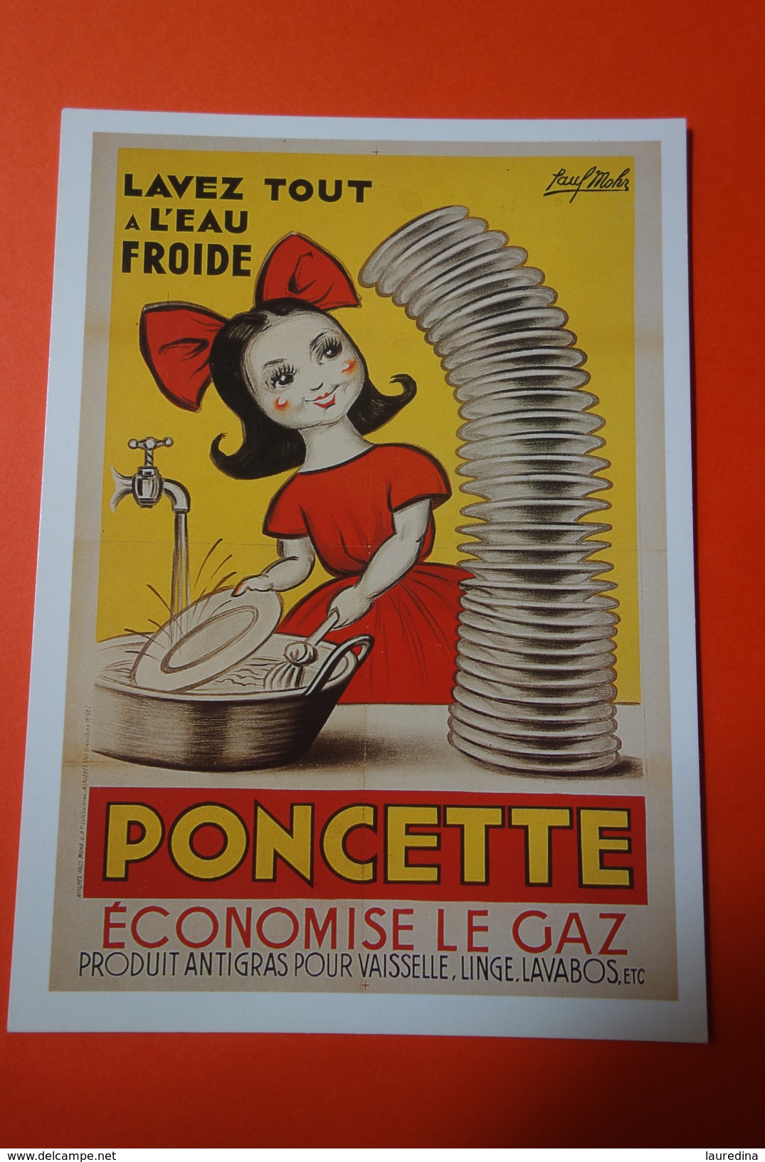 CPM PUB - PONCETTE - ECONOMISE LE GAZ - LAVEZ TOUT A L'EAU FROIDE - Publicité