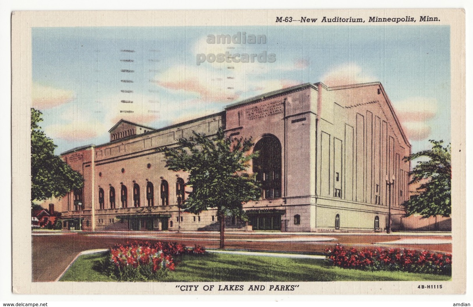 USA, Minneapolis MN, New Auditorium Building, C1948 Vintage Linen Minnesota Postcard - Minneapolis