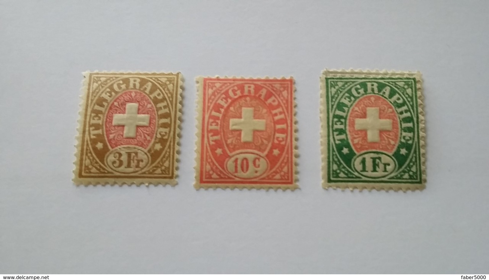 3 FRANCOBOLLI  SVIZZERA SUISSE 1868-81 TELEGRAFICI CROCE IN UN OVALE NEWS - Télégraphe