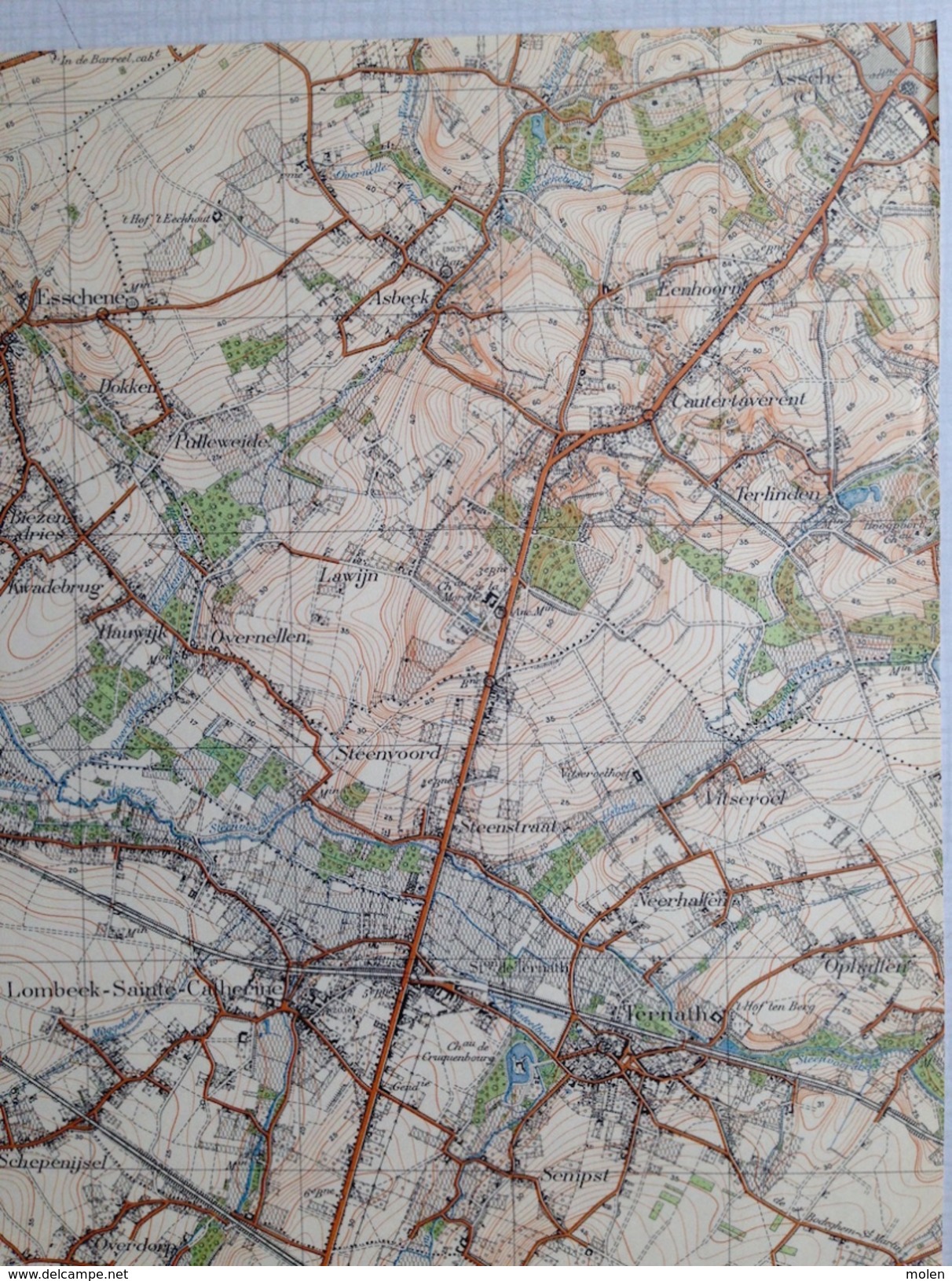 OUDE STAFKAART 31/1 Uit 1930 ASSE ESSENE SINT-KATHARINA-LOMBEEK TERNAT TERALFENE WAMBEEK STRIJTEM KATTEM SCHEPDAAL S572 - Asse