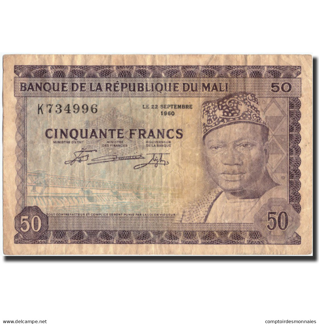 Billet, Mali, 50 Francs, 1960, 1960-09-22, KM:6a, TB+ - Mali