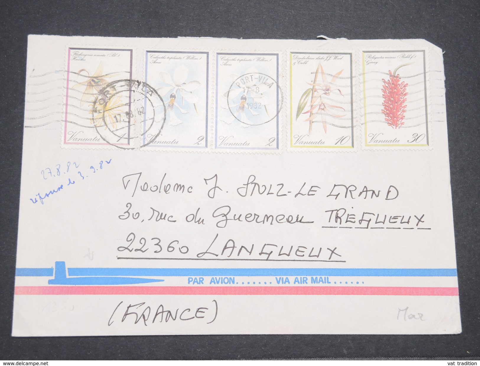 VANUATU - Enveloppe De Port Villa Pour La France En 1982 , Affranchissement Plaisant - L 7905 - Vanuatu (1980-...)