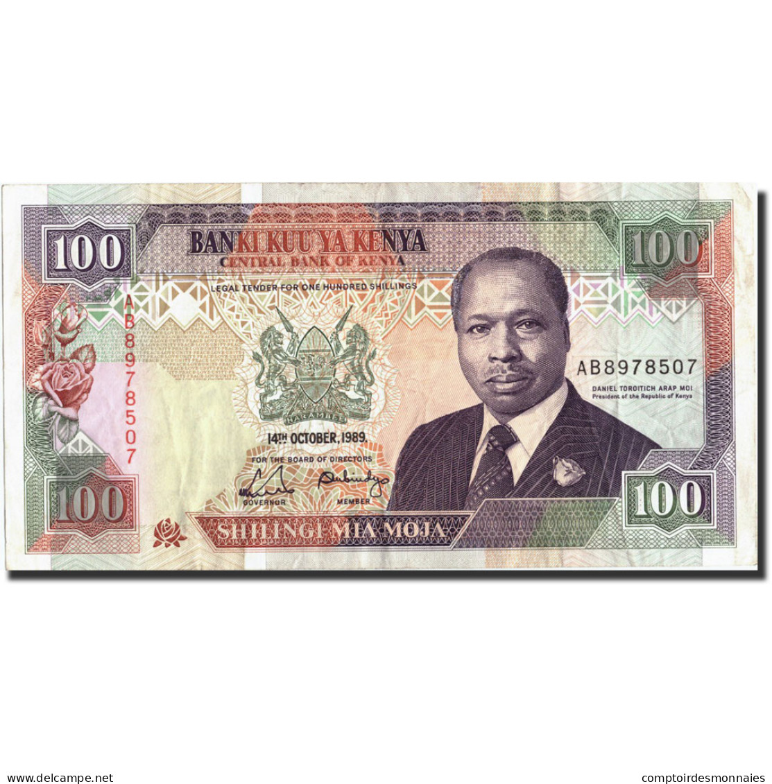 Billet, Kenya, 100 Shillings, 1989, 1989-10-16, KM:27A, TTB - Kenya