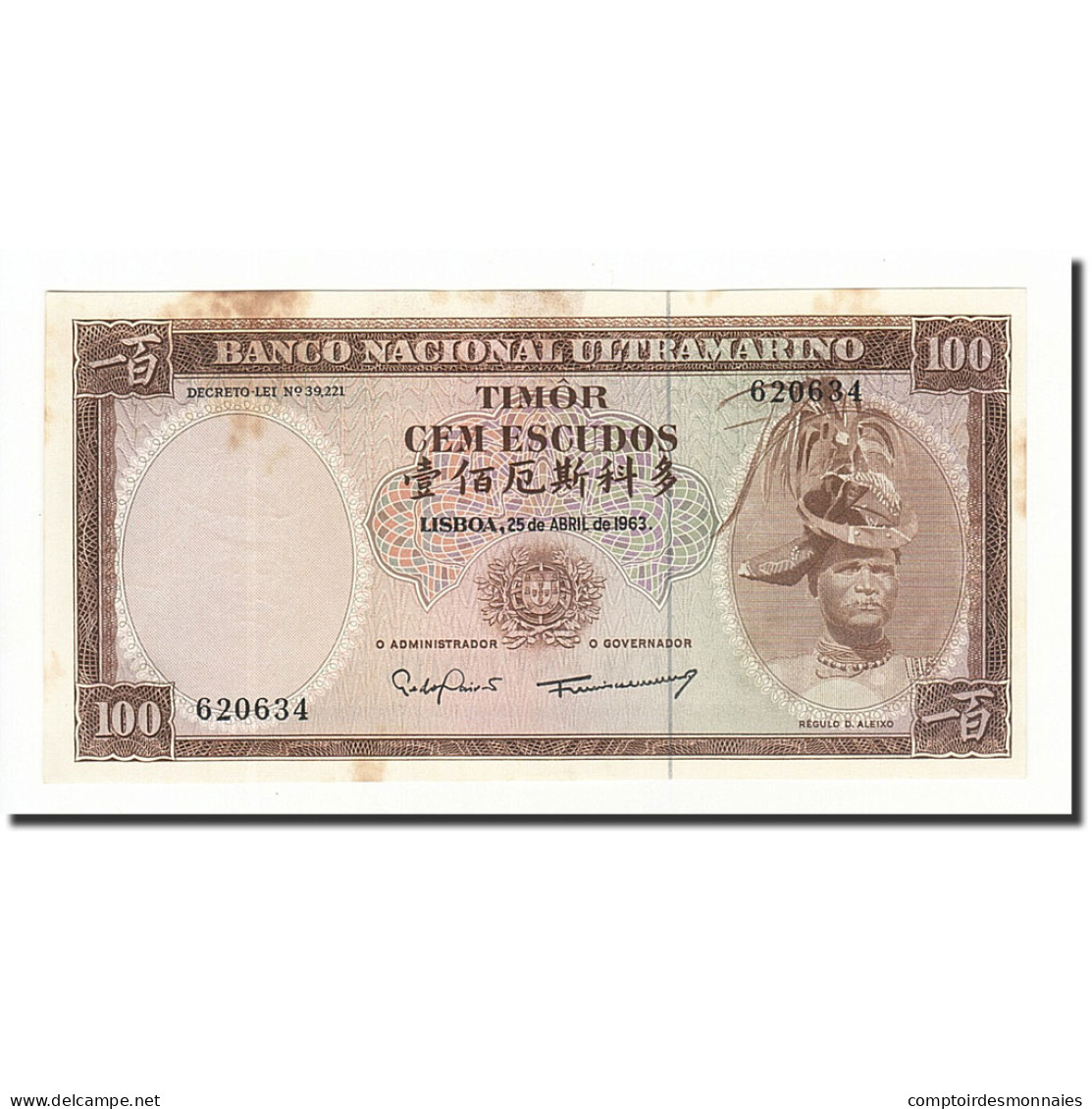 Billet, Timor, 100 Escudos, 1963, 1963-04-25, KM:28a, SUP - Timor