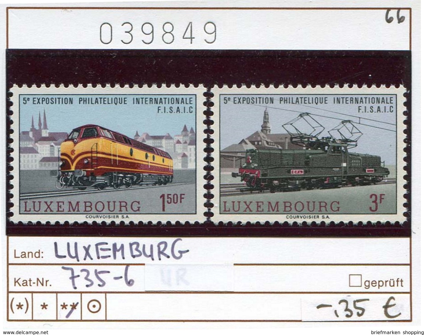 Luxemburg 1966 - Luxembourg 1966 - Michel 735-736 - ** Mnh Neuf Postfris - Eisenbahn - Railways - Chem. De Fer - Trains