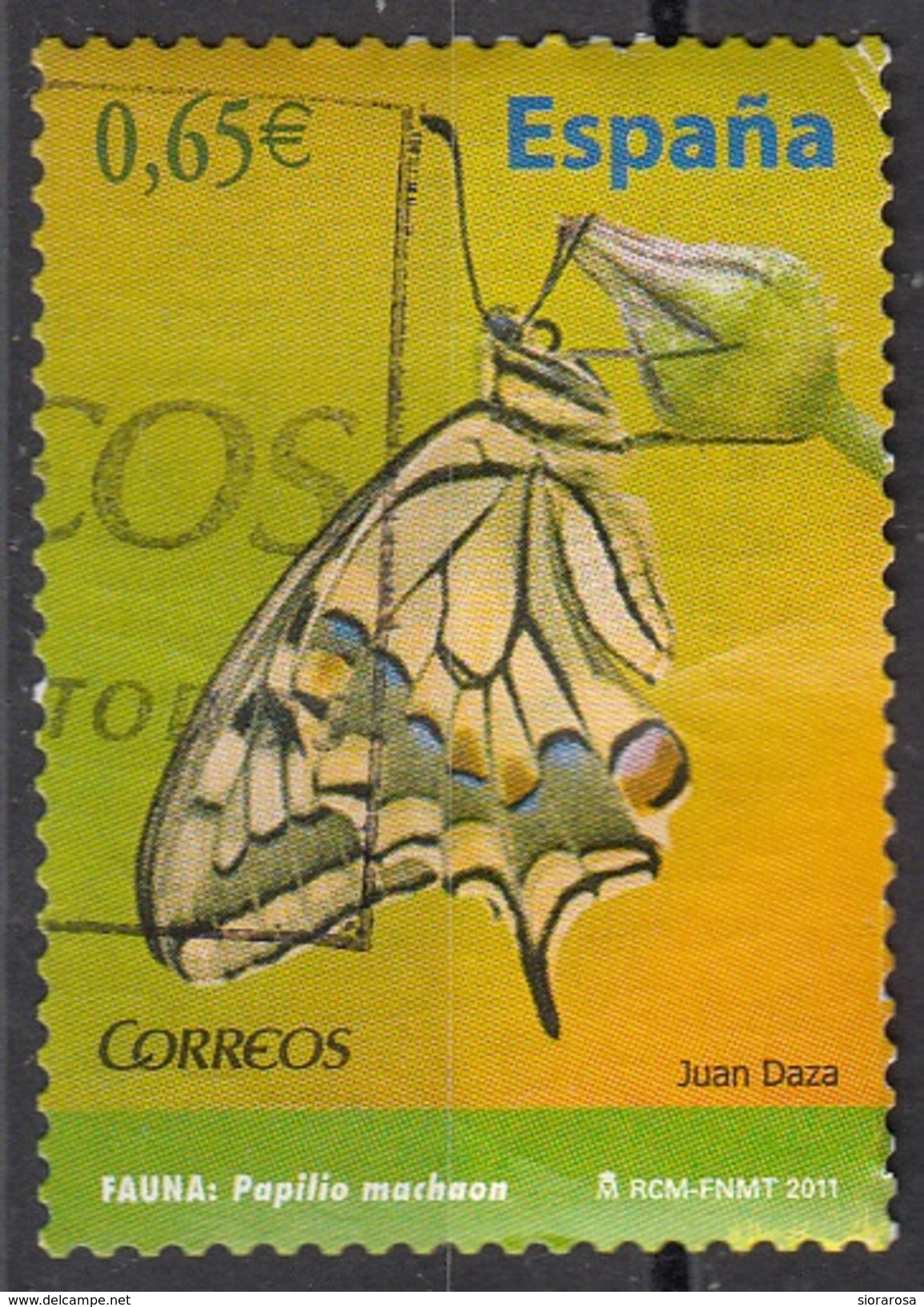 Spagna 2011 Sc. 3765 Farfalle Butterflies Papillons - Papilio Machaon - Viaggiato Used Espana Spain - Vlinders