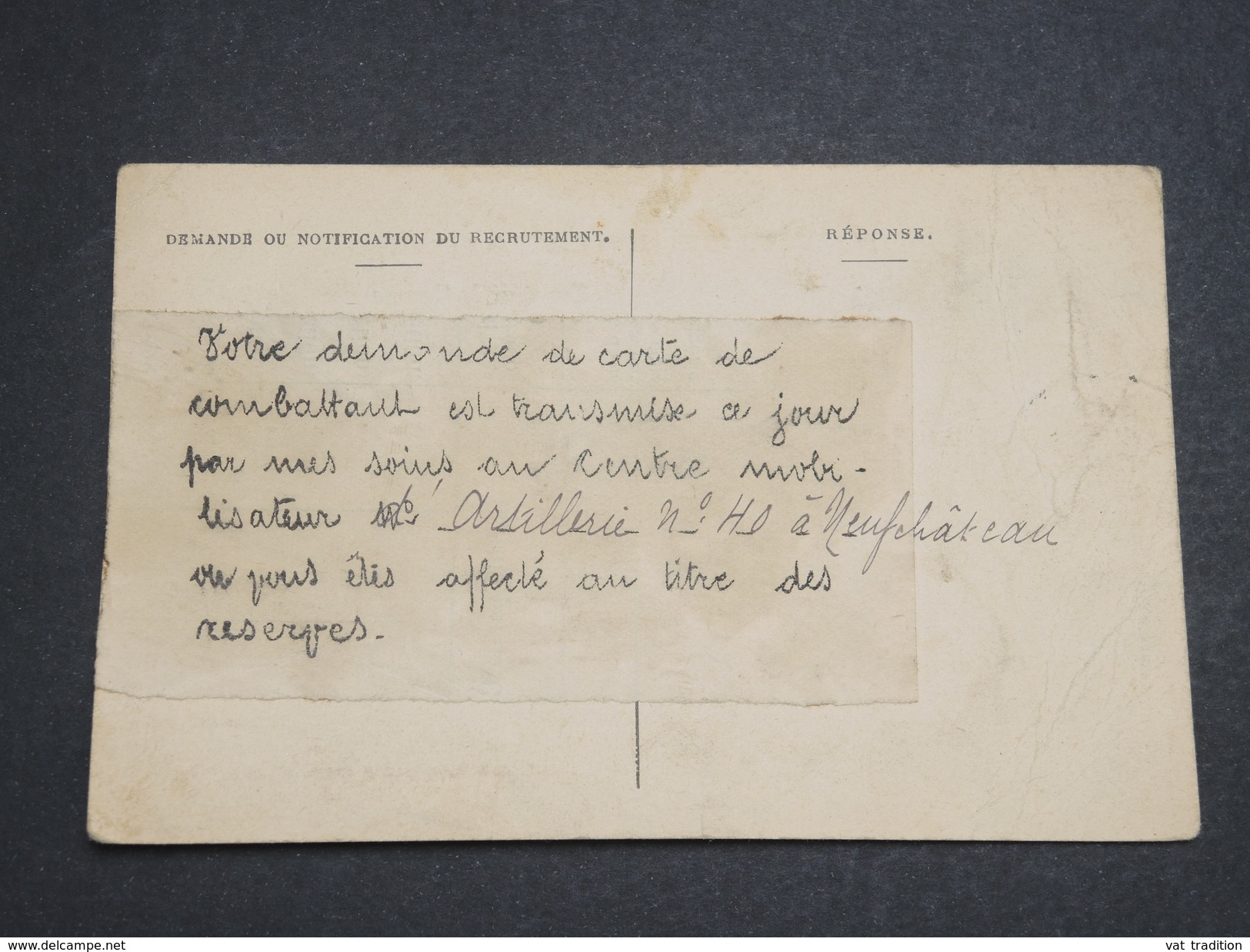 FRANCE - Carte FM De Nancy , Demande De Carte De Combattant En 1937  - L 7924 - Cachets Militaires A Partir De 1900 (hors Guerres)