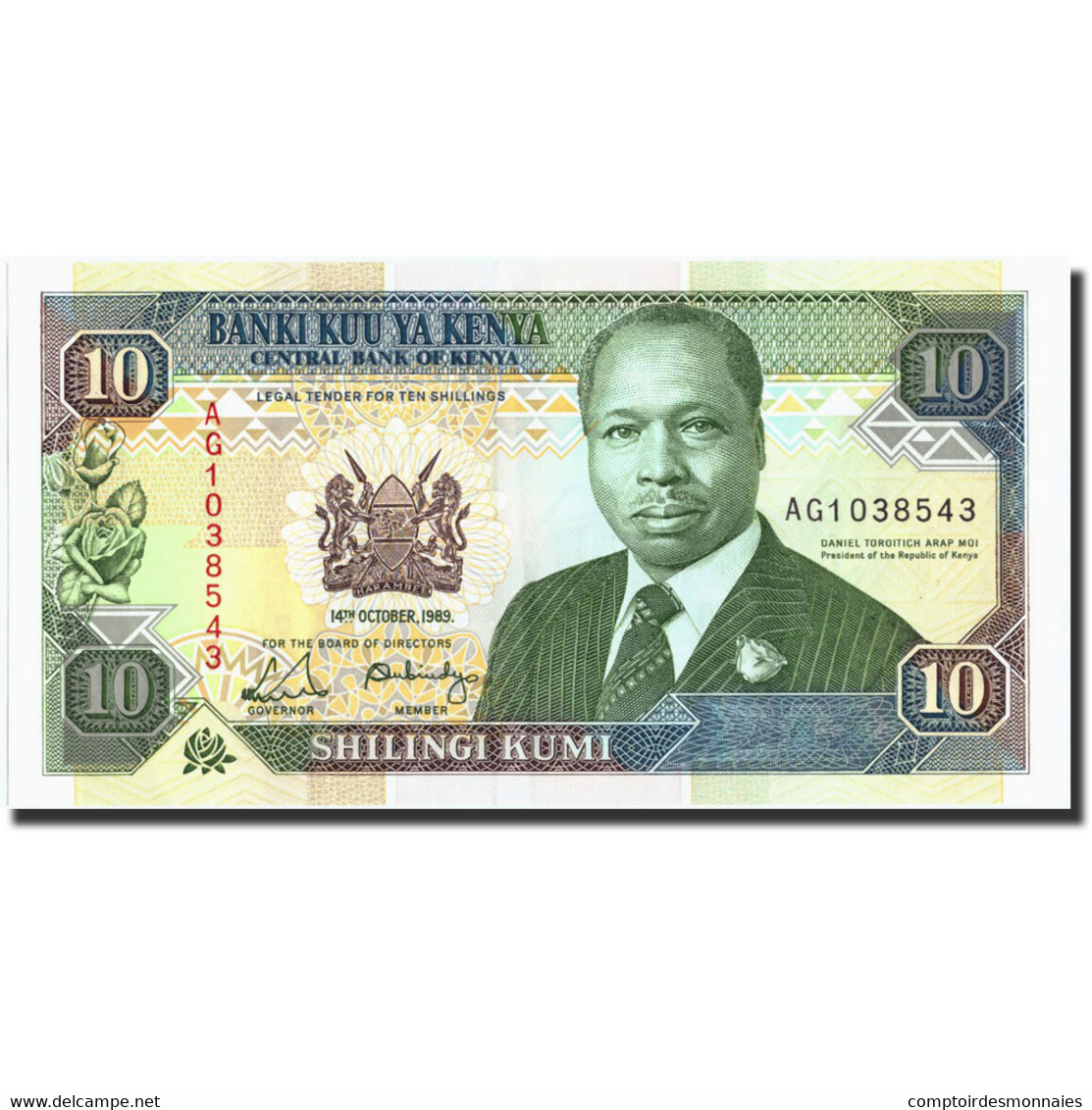 Billet, Kenya, 10 Shillings, 1989, 1989-10-14, KM:24a, SPL - Kenya