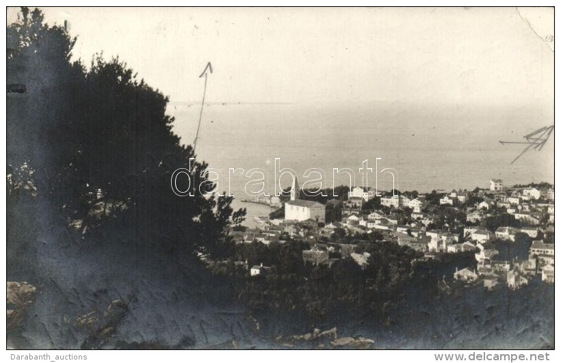 1925 Veli Losnij, Lussingrande; Seaside, Church Tower, General View - 2 Pre-1945 Postcards, Photo - Altri & Non Classificati