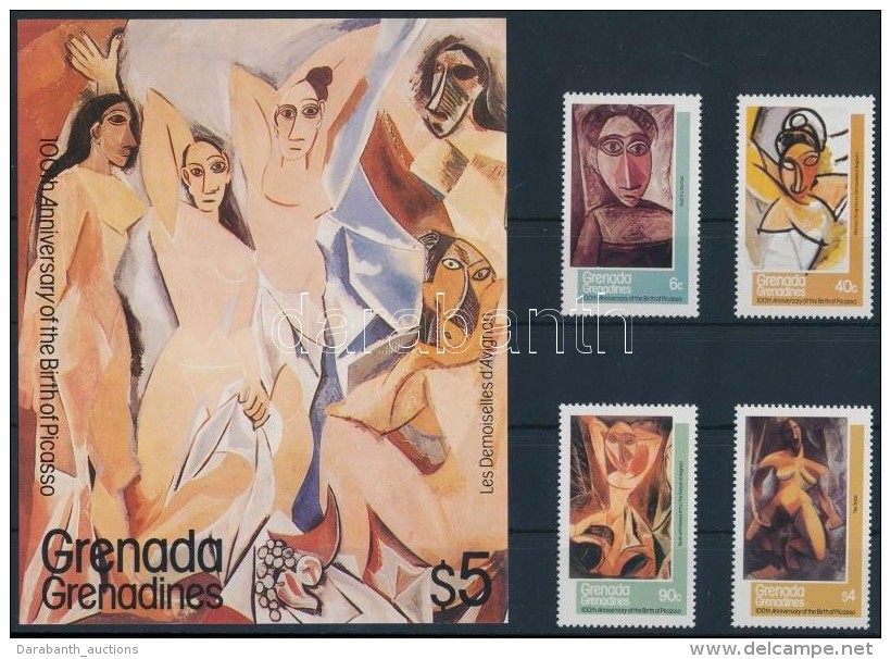 ** 1981 Picasso Sz&uuml;let&eacute;s&eacute;nek 100. &eacute;vfordul&oacute;ja Sor Mi 442-445 + Blokk 55 - Andere & Zonder Classificatie