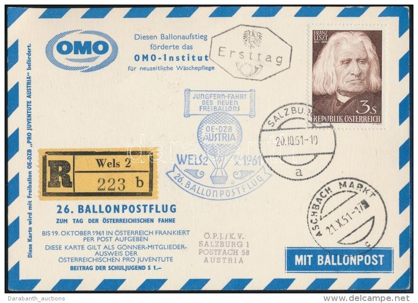 1961 Liszt B&eacute;lyeg ElsÅ‘napi Ballonposta Lapon - Altri & Non Classificati