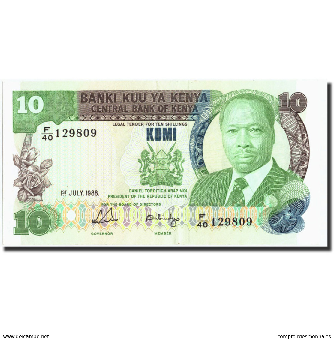 Billet, Kenya, 10 Shillings, 1988, 1988-07-01, KM:20g, SUP - Kenya