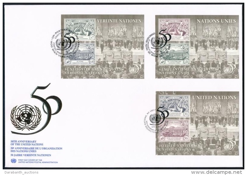 B&eacute;cs, Genf, New York 1995 50 &eacute;ves Az ENSZ Blokkok FDC-n - Andere & Zonder Classificatie