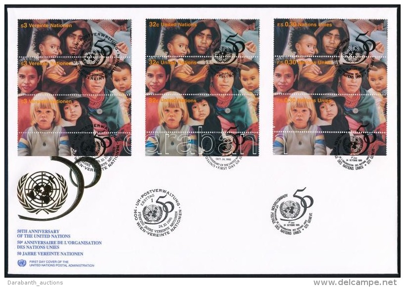 1995 50 &eacute;ves Az ENSZ Kis&iacute;vek Mi 190-201 4 Db FDC-n - Altri & Non Classificati