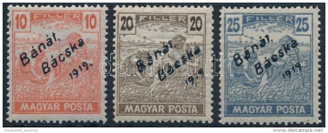 ** B&aacute;n&aacute;t-B&aacute;cska 1919 Magyar Posta 10f, 20f, 25f Garancia N&eacute;lk&uuml;l (**32.000) - Otros & Sin Clasificación