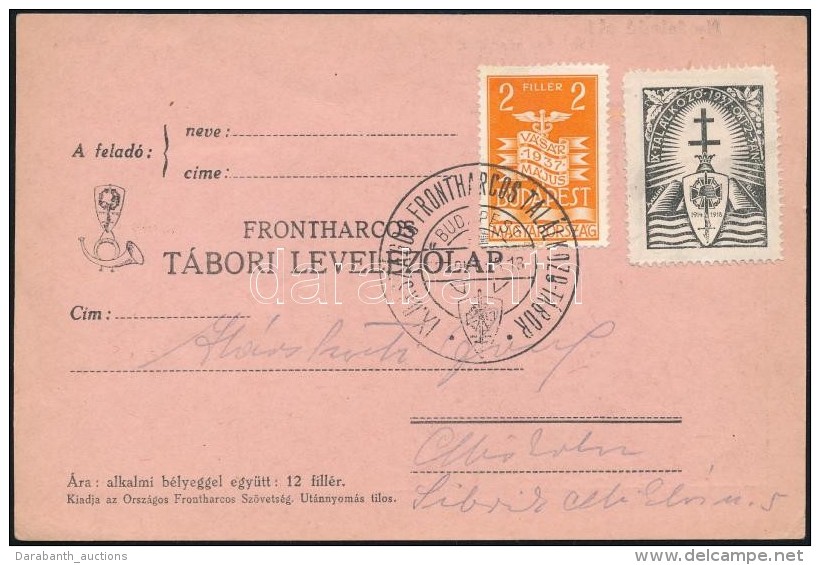 1937 T&aacute;bori LevelezÅ‘lap 'IX. ORSZ&Aacute;GOS FRONTHARCOS TAL&Aacute;LKOZ&Oacute;-T&Aacute;BOR' - Altri & Non Classificati