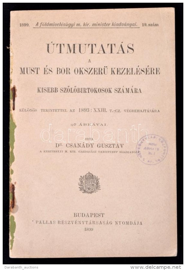 Dr. Csan&aacute;dy Guszt&aacute;v: &Uacute;tmutat&aacute;s A Must &eacute;s Bor OkszerÅ± Kezel&eacute;s&eacute;re... - Non Classificati