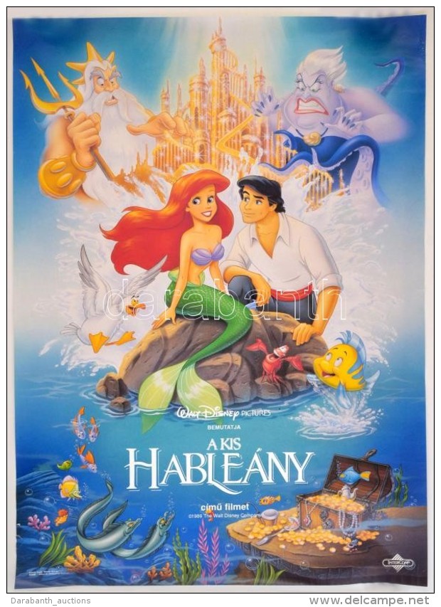 1989 A Kis Hable&aacute;ny, Walt Disney Rajzfilm Plak&aacute;t, Apr&oacute; Szakad&aacute;ssal, 80x56,5 Cm - Otros & Sin Clasificación