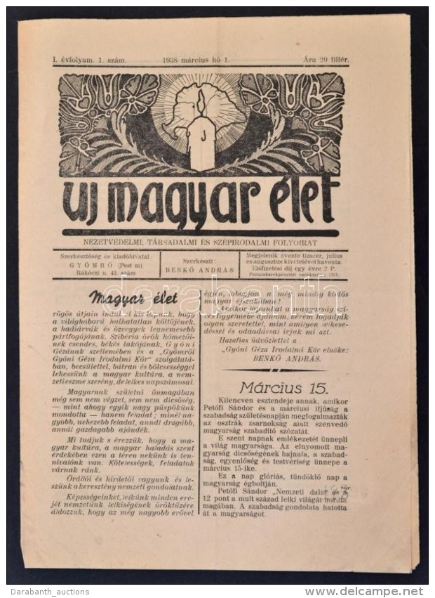 1938 A Magyar &eacute;let C, &uacute;js&aacute;g Indul&oacute; Sz&aacute;ma - Non Classificati